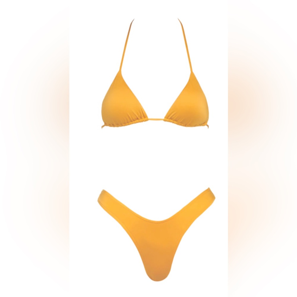 MONICA HANSEN BOND GIRL PADDED TRIANGLE TOP AND U SHAPE BOTTOM SUNFLOWER SIZE S